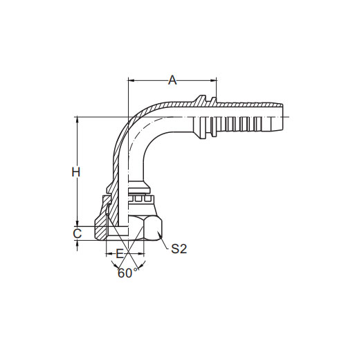 22691-90° BSP anya 60° kúpos tömítés